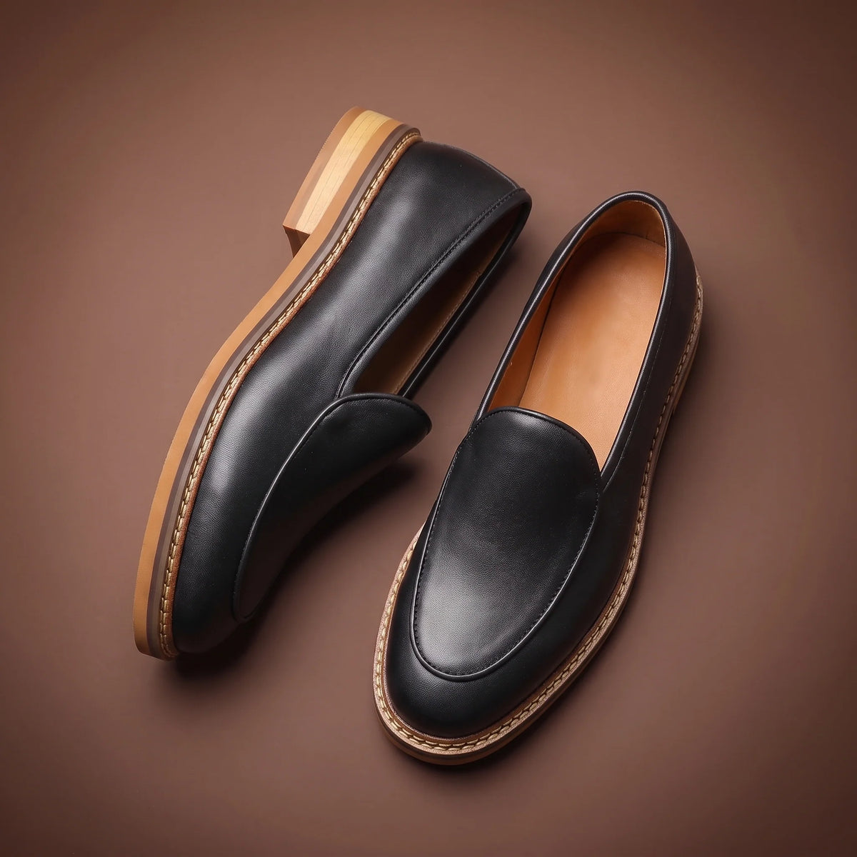 Men's Woven Contrast-Trim Loafers – product view | Hensley London