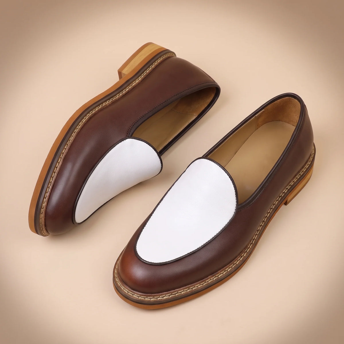 Men's Woven Contrast-Trim Loafers – product view | Hensley London