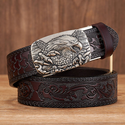 Men's Leather Automatic Buckle Belt – back view | Hensley London