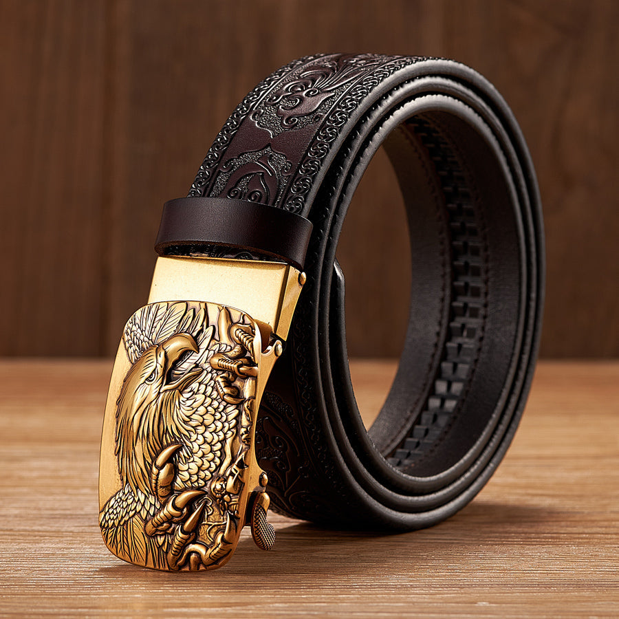 Men's Leather Automatic Buckle Belt – detail view | Hensley London