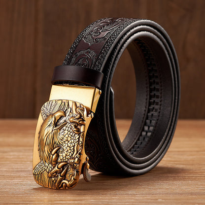 Men's Leather Automatic Buckle Belt – detail view | Hensley London