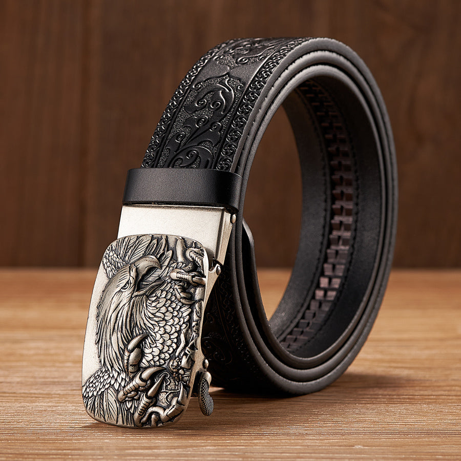 Men's Leather Automatic Buckle Belt – top view | Hensley London