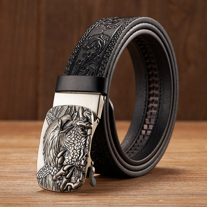 Men's Leather Automatic Buckle Belt – top view | Hensley London