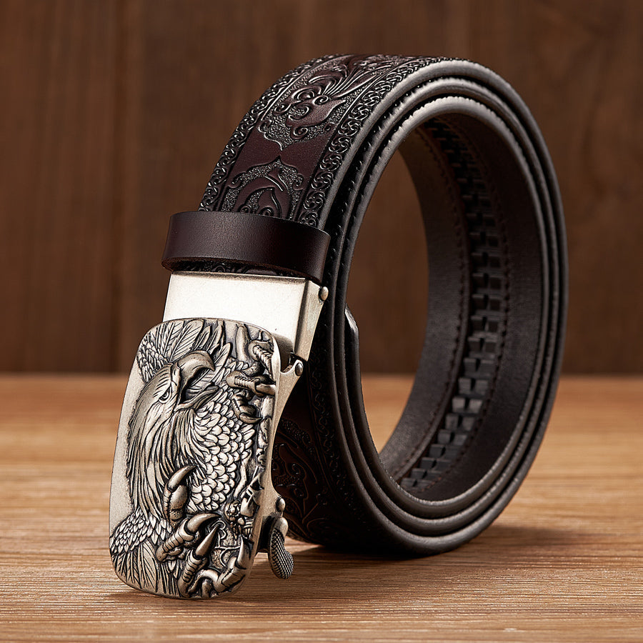 Men's Leather Automatic Buckle Belt – buckle detail | Hensley London