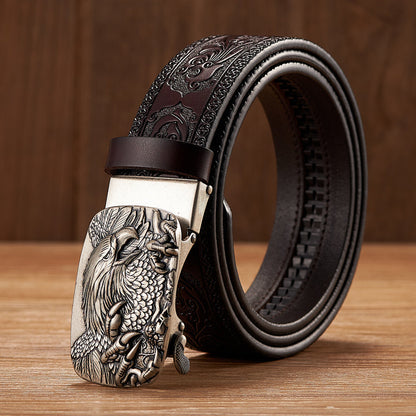 Men's Leather Automatic Buckle Belt – buckle detail | Hensley London