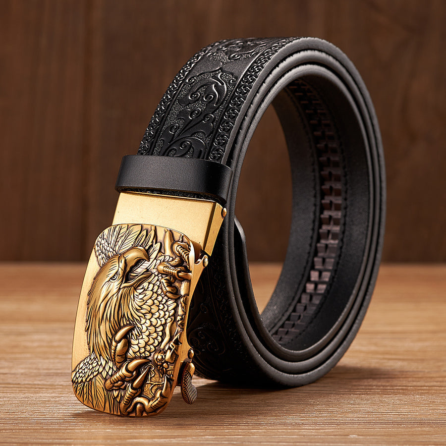 Men's Leather Automatic Buckle Belt – styled view | Hensley London
