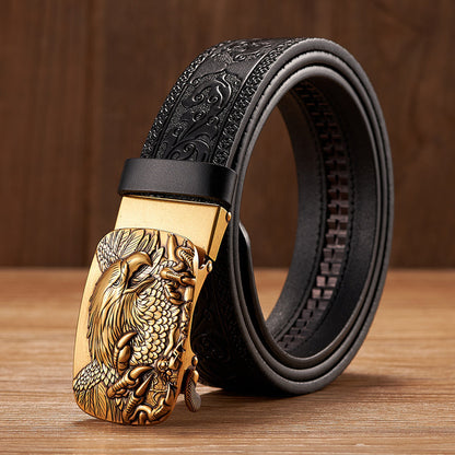Men's Leather Automatic Buckle Belt – styled view | Hensley London