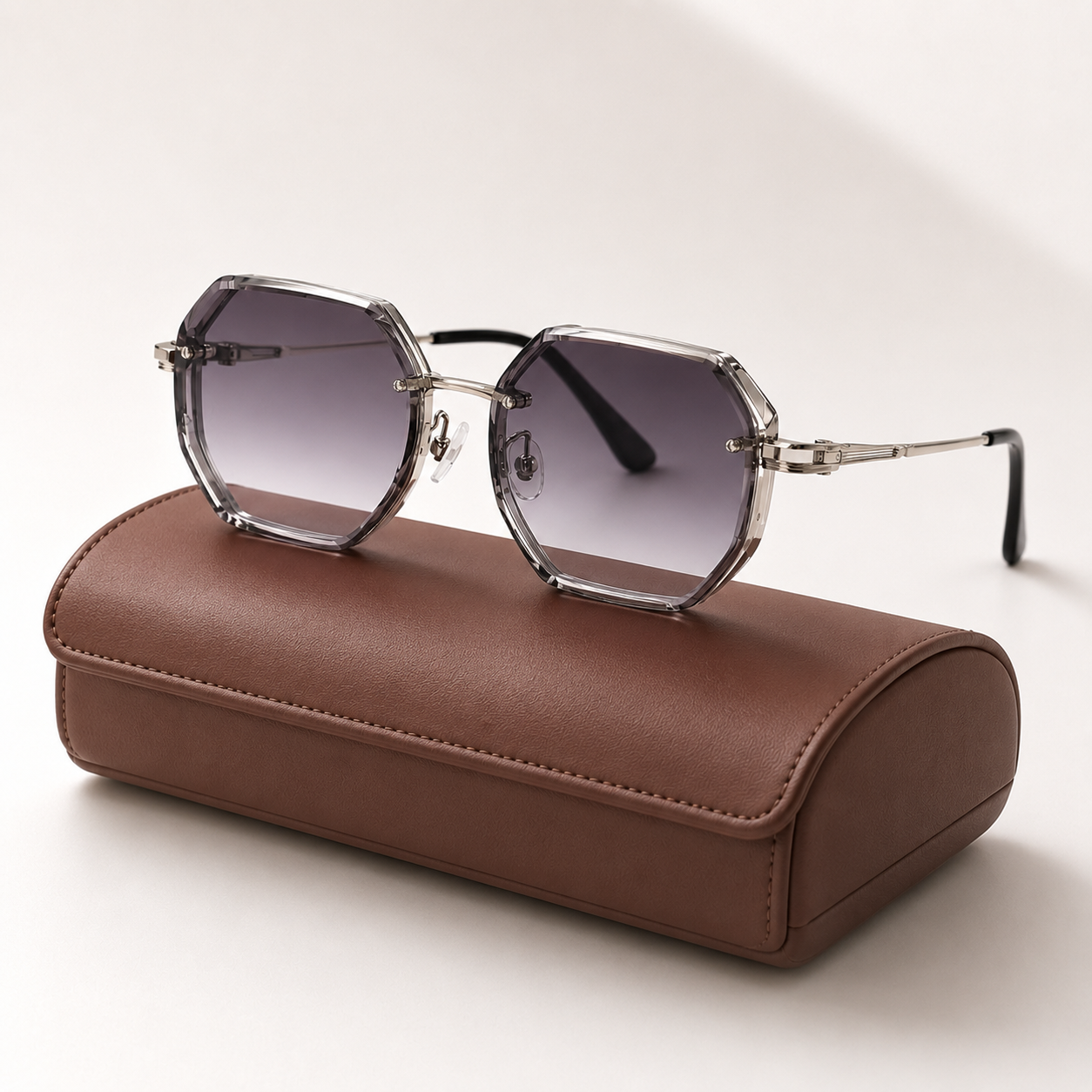 Women's Gold-Tone Metal Round Sunglasses – side view | Hensley London