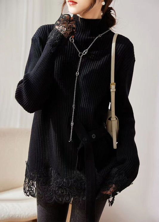 Women's Sweater Coffee Turtleneck Cotton Knit - 2