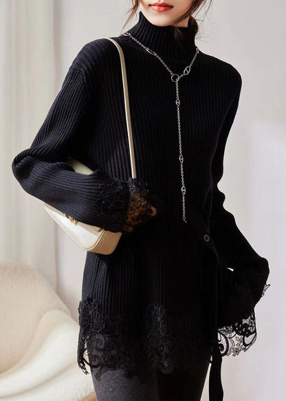 Women's Sweater Coffee Turtleneck Cotton Knit - 4