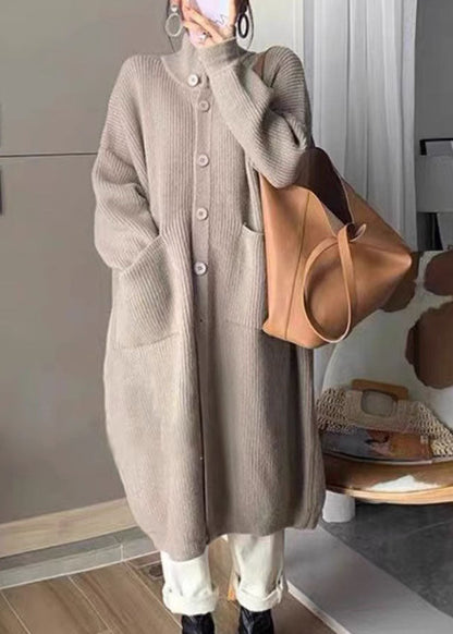 Women's Sweater Grey Cotton Knit Turtleneck Long Sleeve - 2