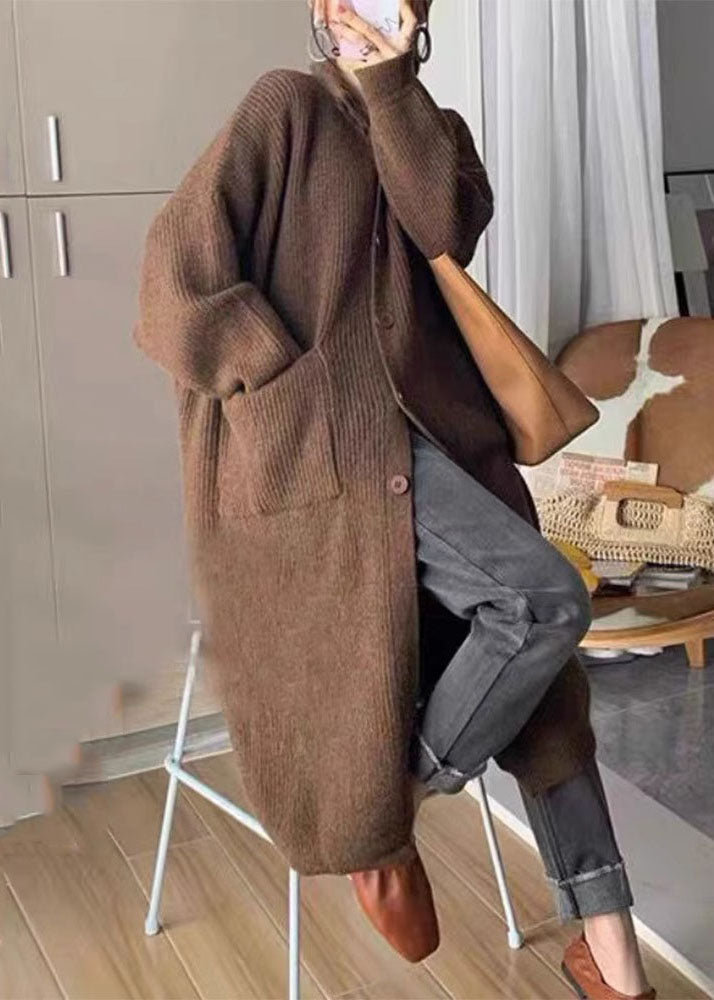 Women's Sweater Grey Cotton Knit Turtleneck Long Sleeve - 4