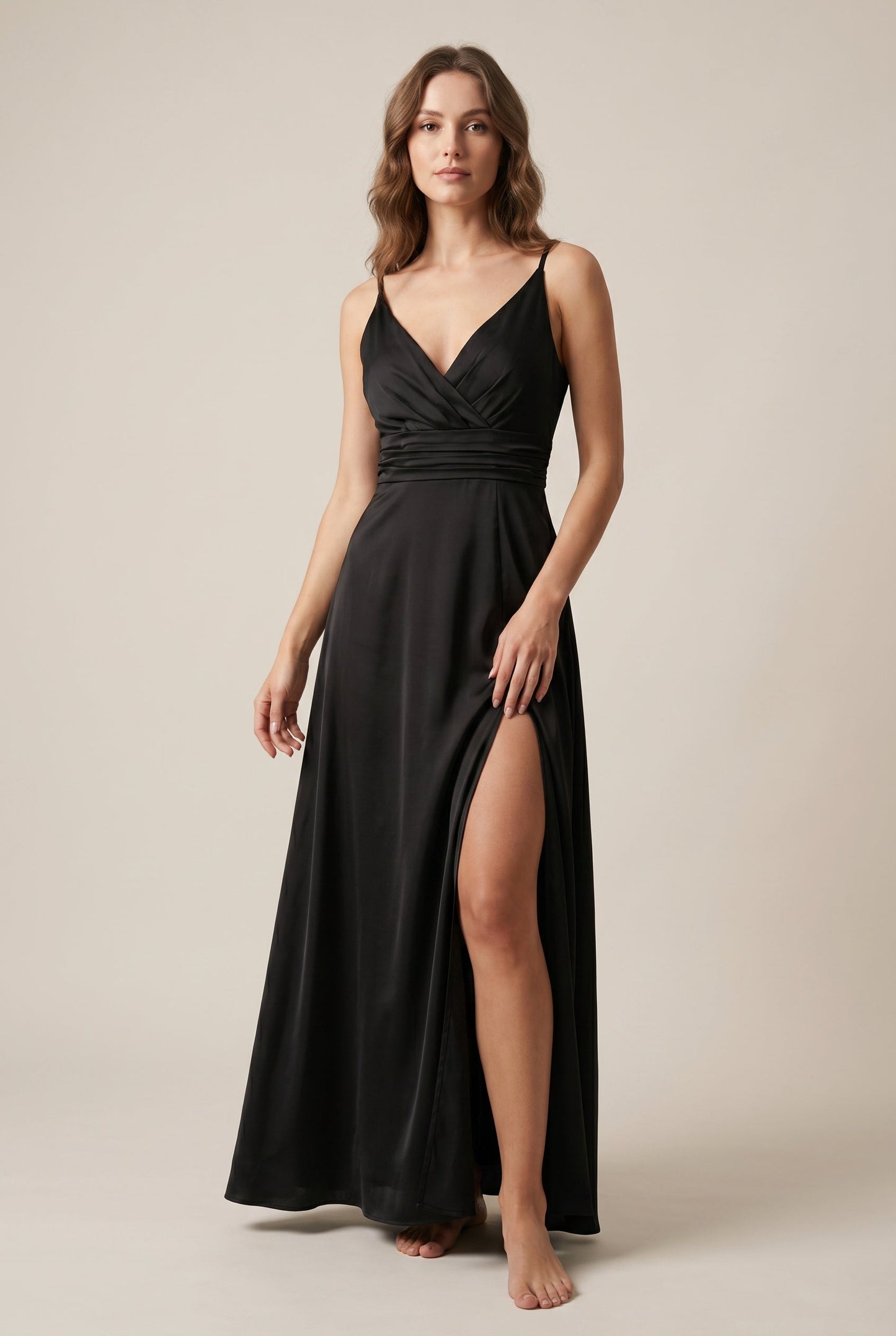 Women's Elegant Dress Black Premium Fabric - 11
