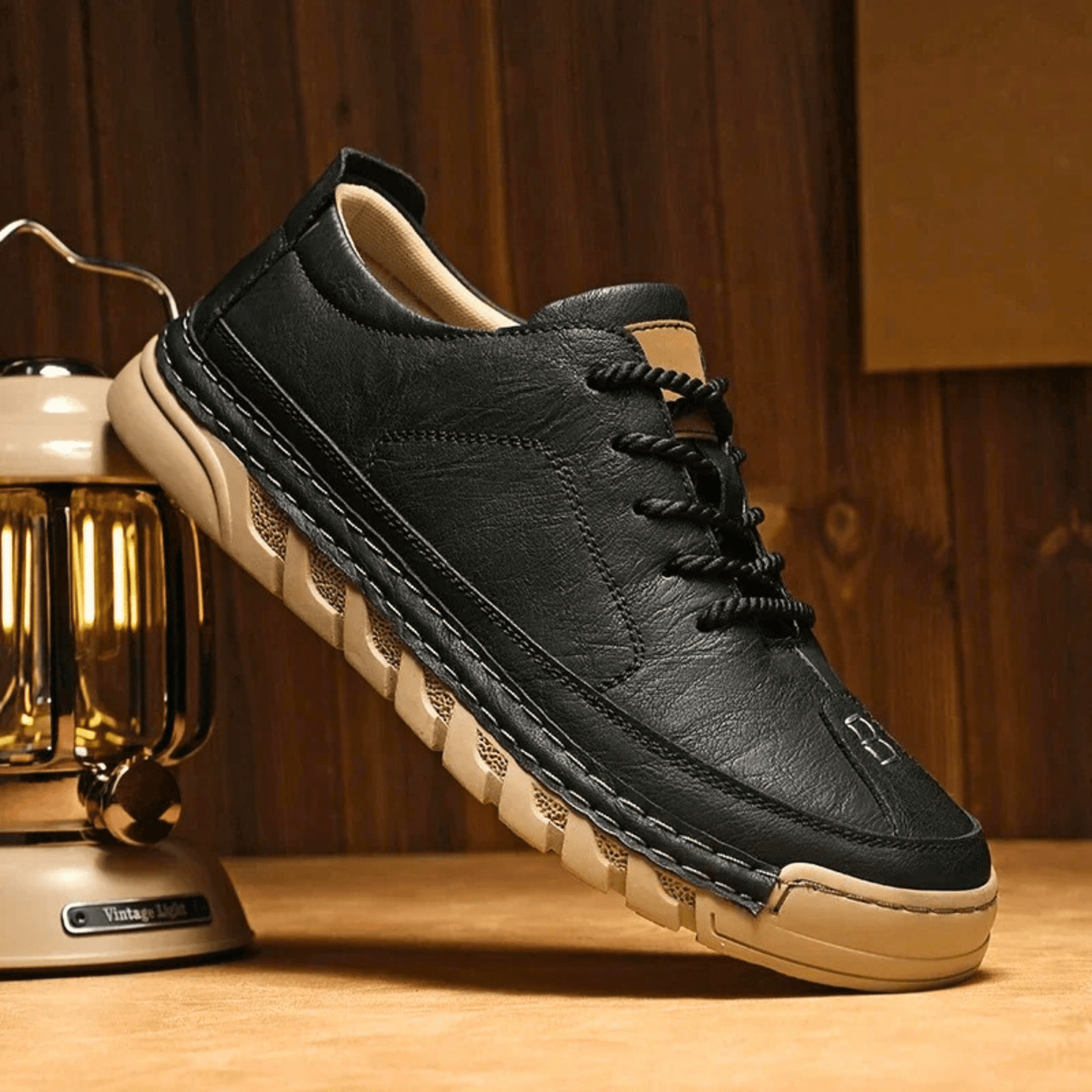 Men's Faux Leather Low-Top Trainers
