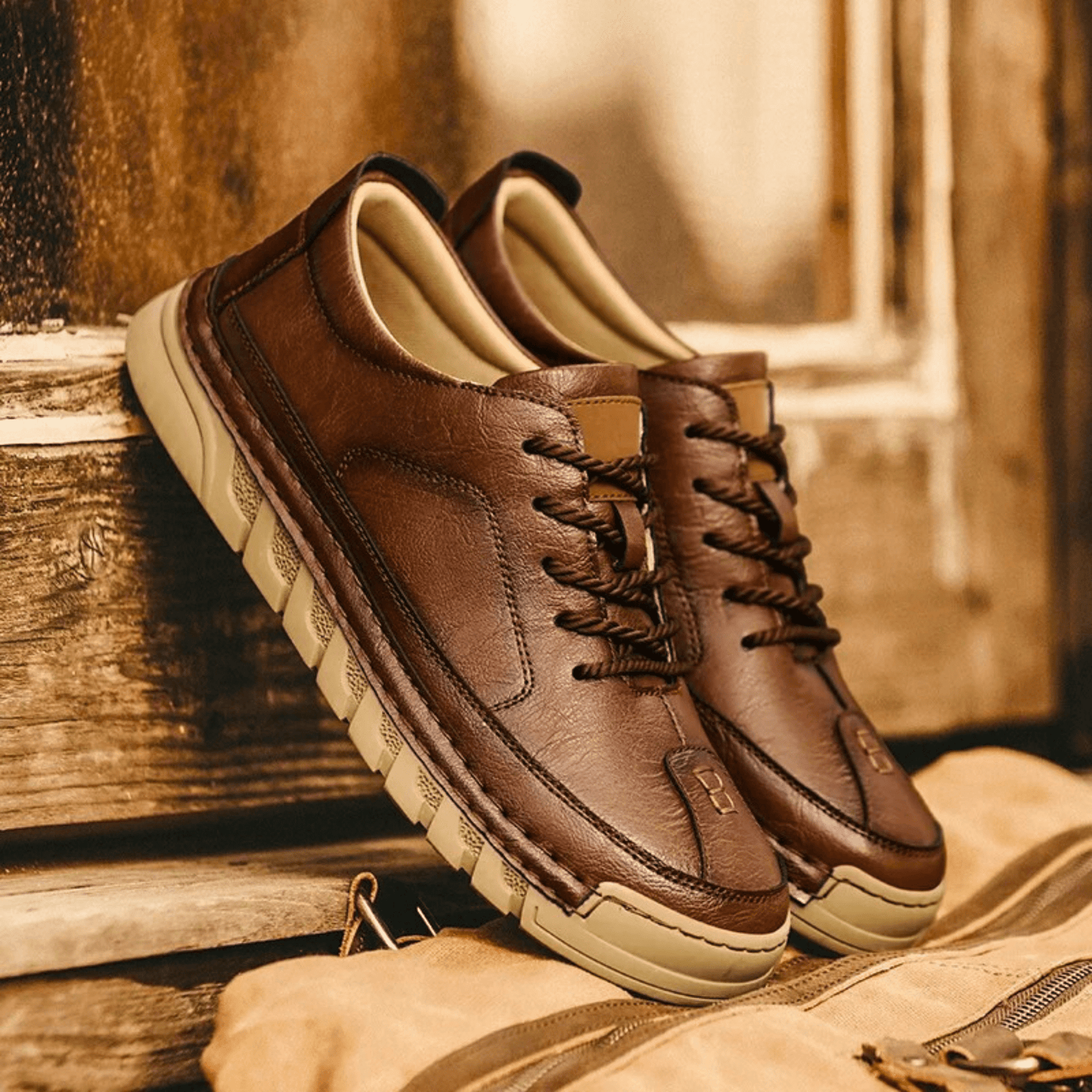 Men's Faux Leather Low-Top Trainers