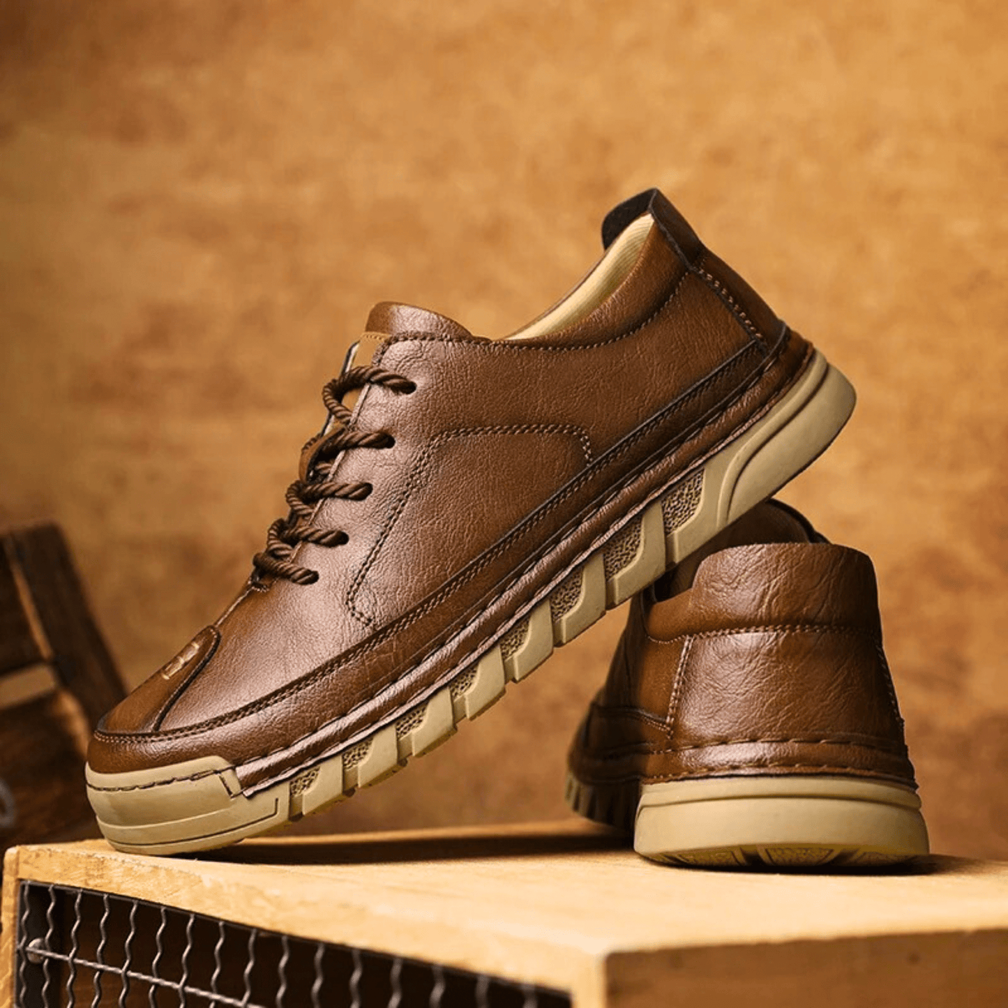 Men's Faux Leather Low-Top Trainers
