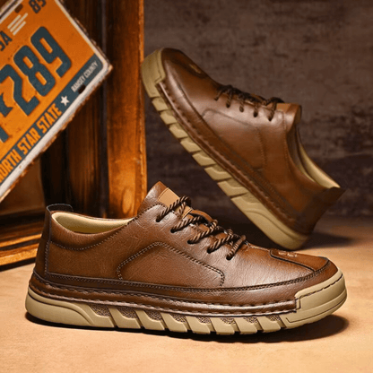 Men's Faux Leather Low-Top Trainers
