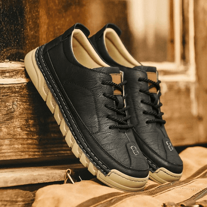 Men's Faux Leather Low-Top Trainers