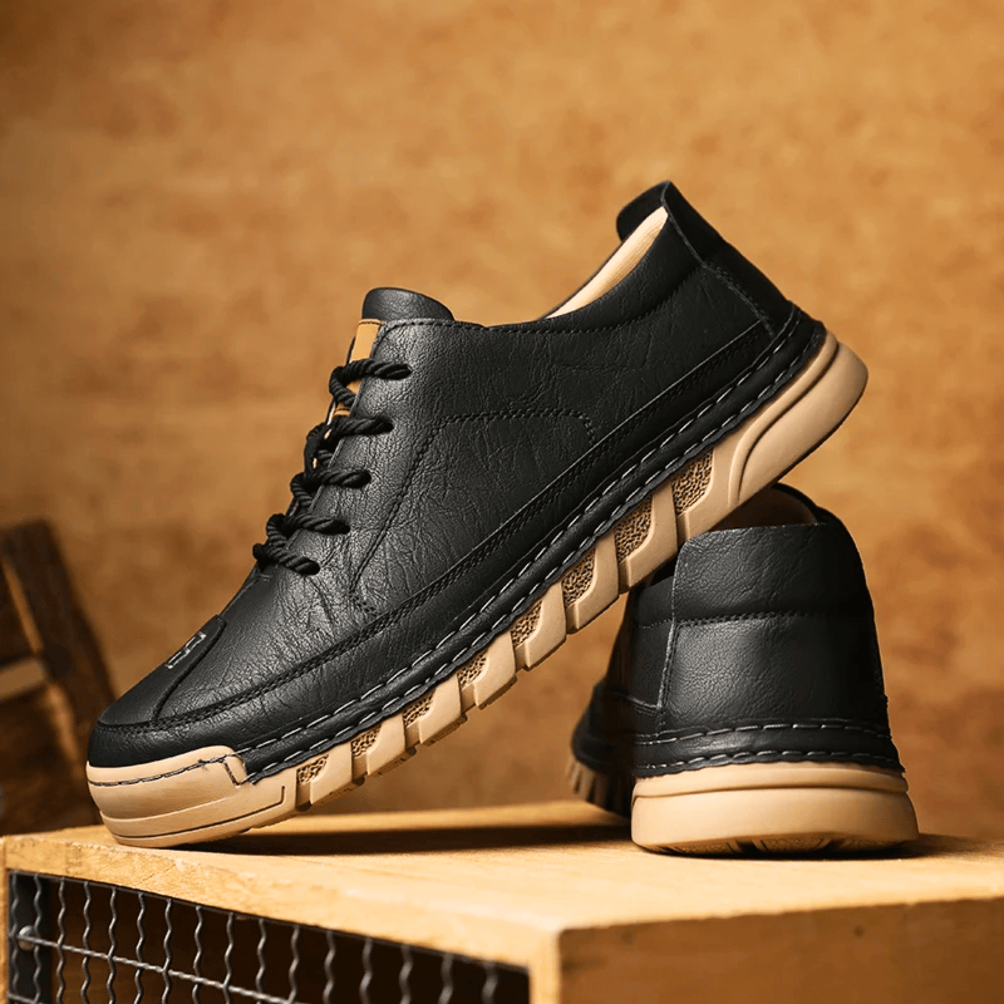 Men's Faux Leather Low-Top Trainers