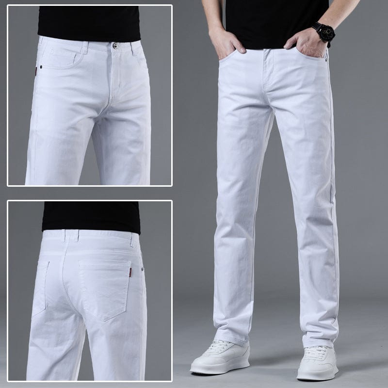 Men's Cotton Slim Straight Chinos – product view | Hensley London