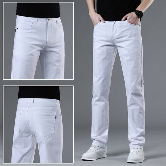 Men's Cotton Slim Straight Chinos – product view | Hensley London