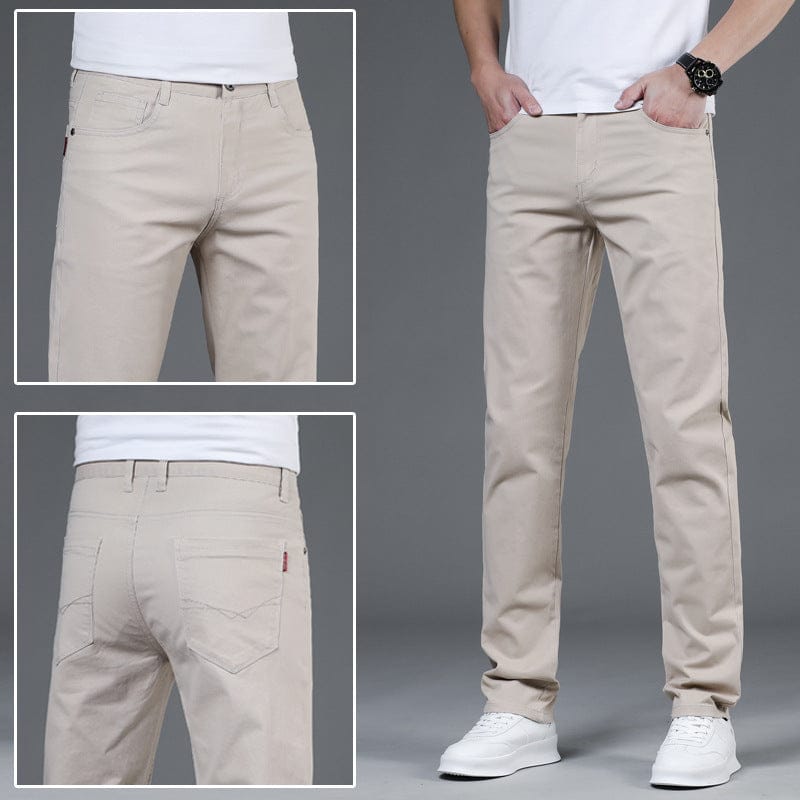 Men's Cotton Slim Straight Chinos – product view | Hensley London