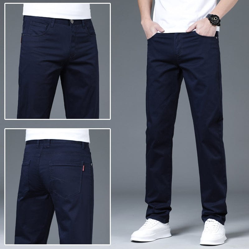Men's Cotton Slim Straight Chinos – product view | Hensley London