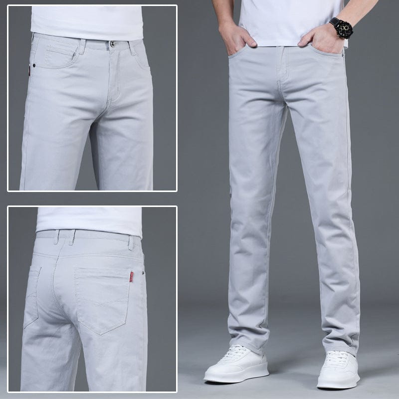 Men's Cotton Slim Straight Chinos – product view | Hensley London
