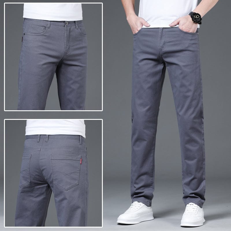 Men's Cotton Slim Straight Chinos – product view | Hensley London
