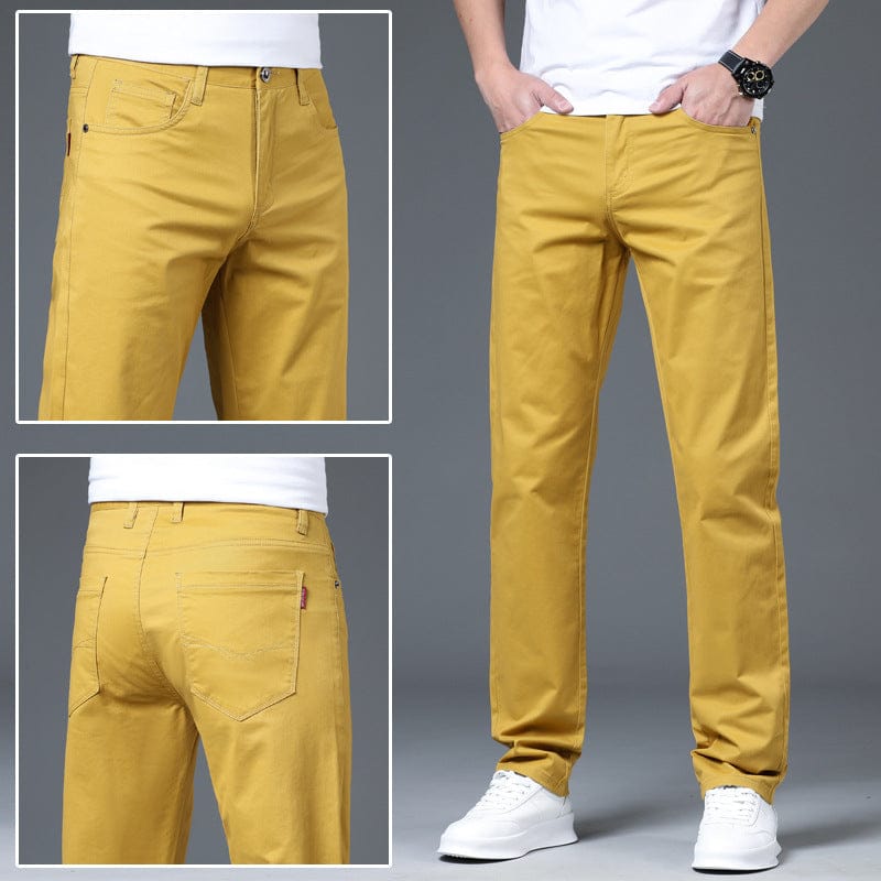 Men's Cotton Slim Straight Chinos – product view | Hensley London