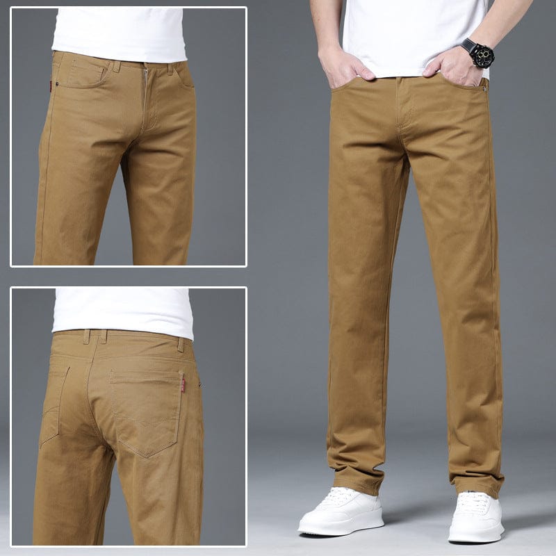 Men's Cotton Slim Straight Chinos – product view | Hensley London