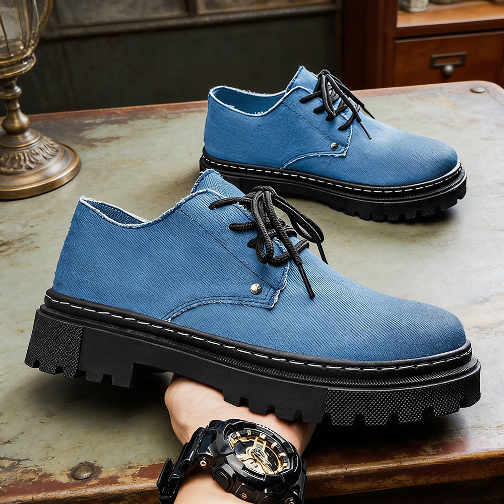 Men's Premium Denim Lace-Up Shoes – colour option | Hensley London