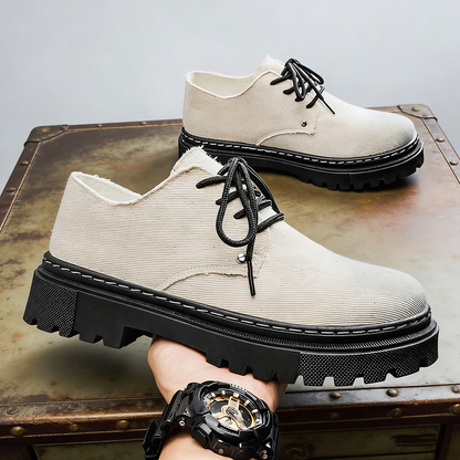 Men's Premium Denim Lace-Up Shoes – back view | Hensley London