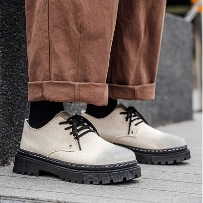 Men's Premium Denim Lace-Up Shoes – denim texture detail | Hensley London