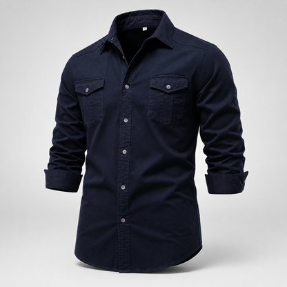 Men's Cotton Utility Field Shirt – angled view | Hensley London
