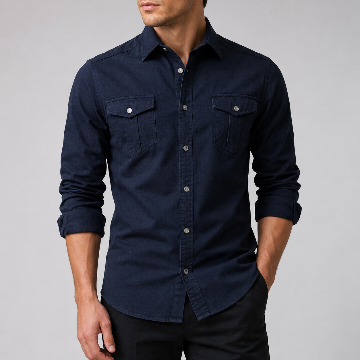 Men's Cotton Utility Field Shirt – back view | Hensley London