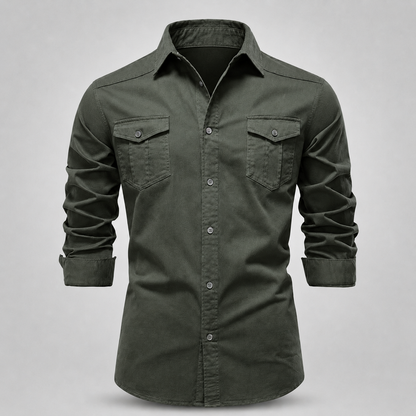 Men's Cotton Utility Field Shirt – detail view | Hensley London
