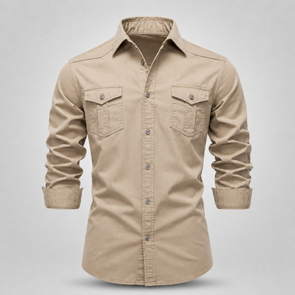 Men's Cotton Utility Field Shirt – fabric detail | Hensley London