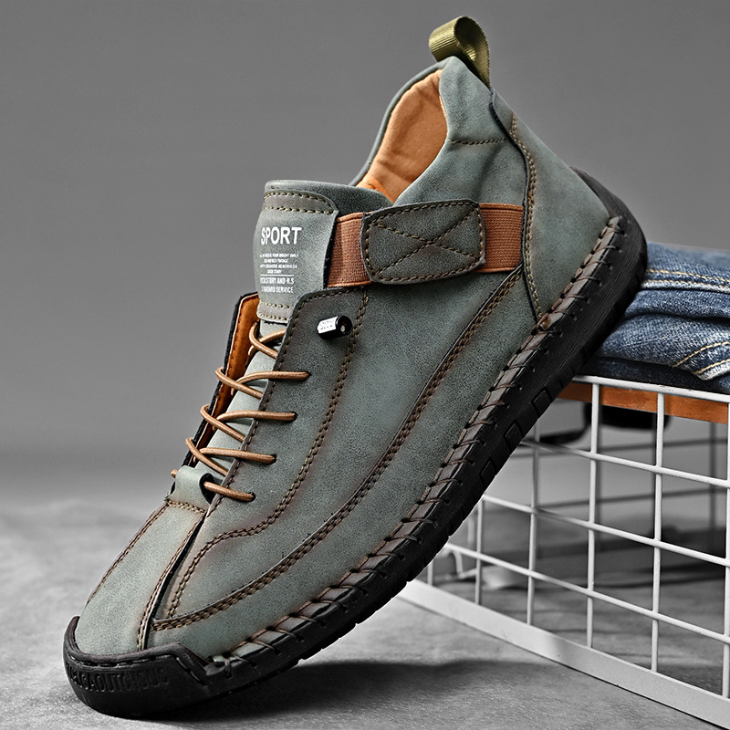 Men's Leather Low-Top Sneakers – product view | Hensley London