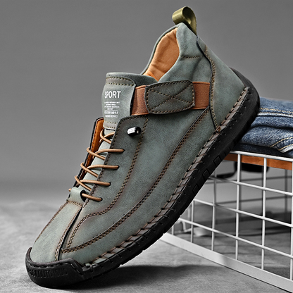Men's Leather Low-Top Sneakers – product view | Hensley London