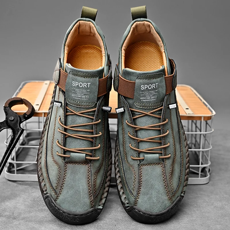 Men's Leather Low-Top Sneakers – product view | Hensley London