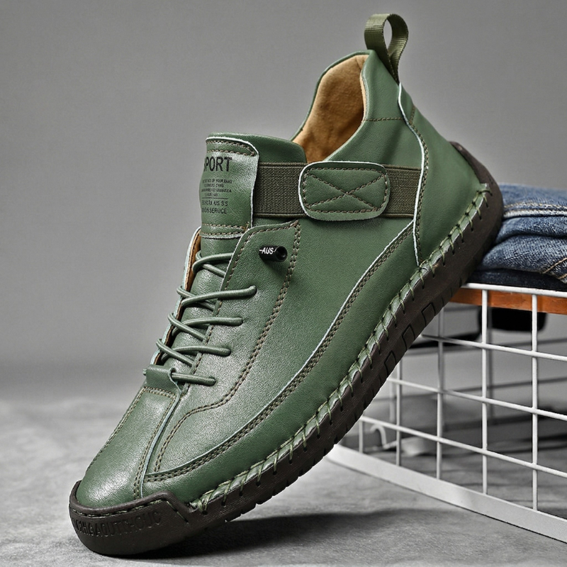 Men's Leather Low-Top Sneakers – product view | Hensley London