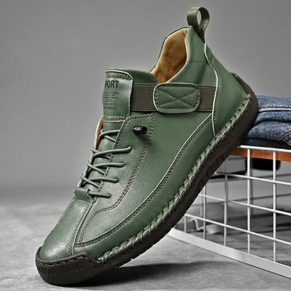 Men's Leather Low-Top Sneakers – product view | Hensley London