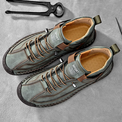 Men's Leather Low-Top Sneakers – product view | Hensley London