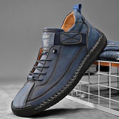 Men's Leather Low-Top Sneakers – product view | Hensley London
