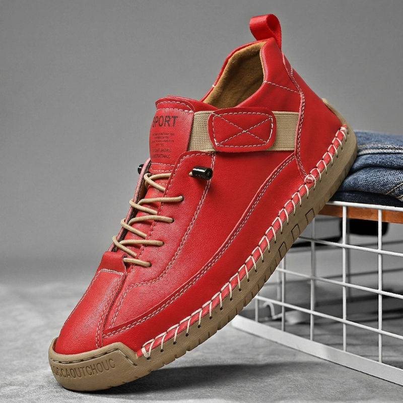 Men's Leather Low-Top Sneakers – product view | Hensley London