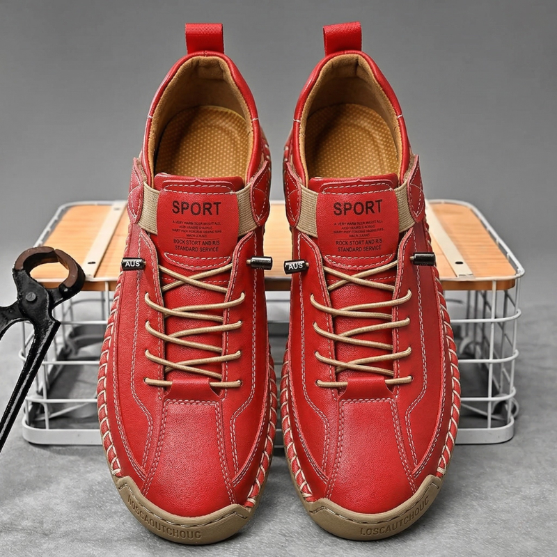 Men's Leather Low-Top Sneakers – product view | Hensley London