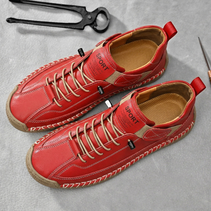 Men's Leather Low-Top Sneakers – product view | Hensley London