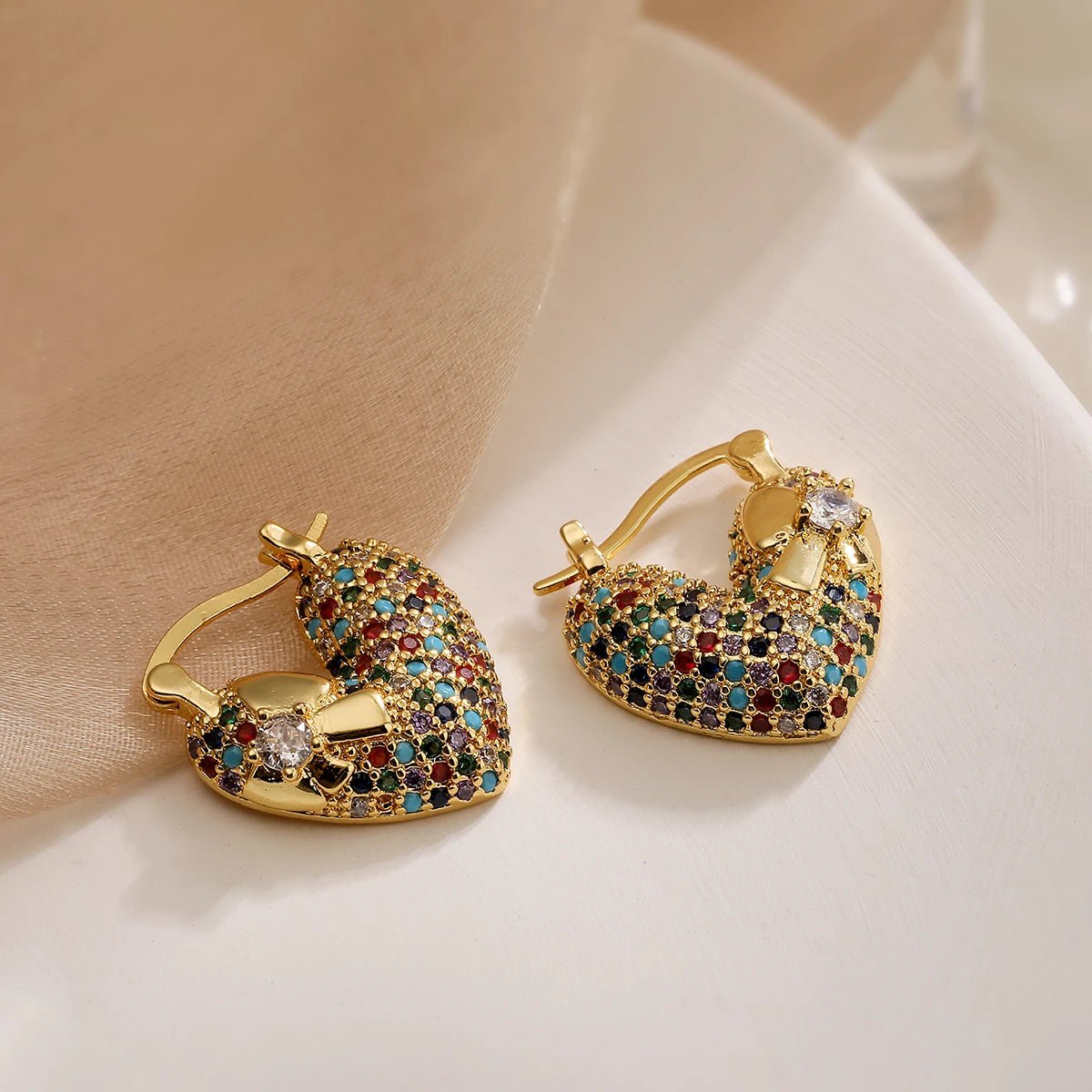 Heart-Shaped Diamond Earrings for Women – Elegant Gold-Filled Design with Sparkling Zircons 3