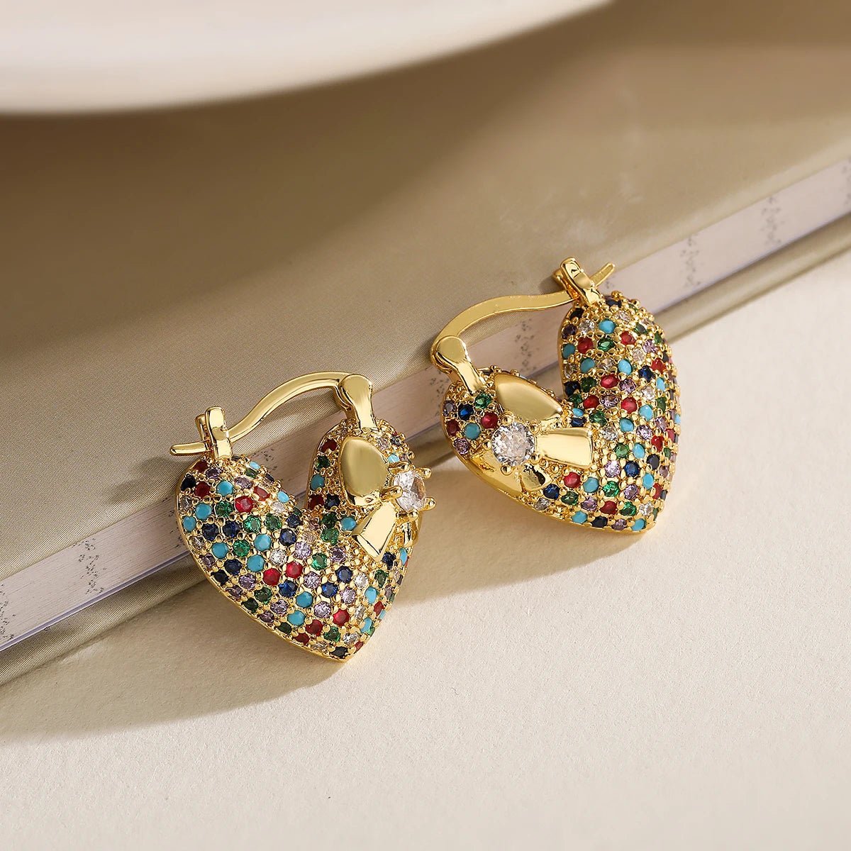 Heart-Shaped Diamond Earrings for Women – Elegant Gold-Filled Design with Sparkling Zircons 5